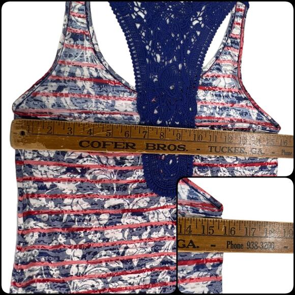 Bit & Bridle Burnout Tank Top Racerback Patriotic Red White & Blue Small - Picture 10 of 13
